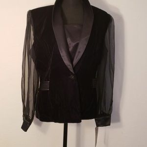 Black Velvet Jacket with Sheer Black Sleeves, BNWT